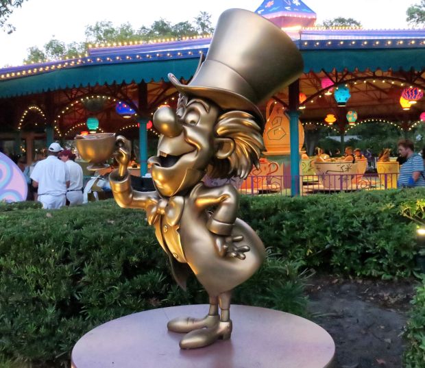 The Mad Hatter statue stands at Magic Kingdom theme park (Joe Burbank/Orlando Sentinel)