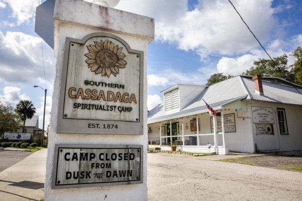The entrance to the Southern Cassadaga Spiritualist Camp is seen in Cassadaga on Wednesday, Oct. 16, 2019.