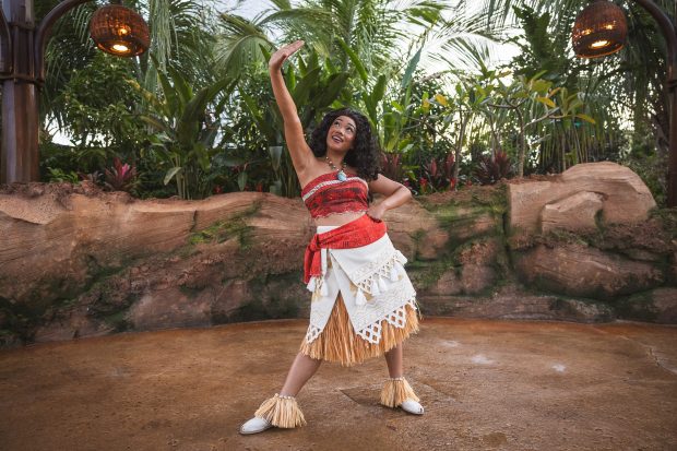 Moana is now greeting guests at World Nature in EPCOT. Fellow voyagers can find the Wayfinder in her own dedicated space across from Journey of Water, Inspired by Moana at Walt Disney World Resort in Lake Buena Vista, Fla.