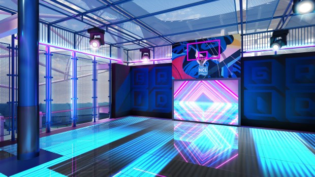 The new Norwegian Aqua will feature an interactive digital sports venue called the Glow Court when it debuts from Port Canaveral in April 2025. (Courtesy/Norwegian Cruise Line)