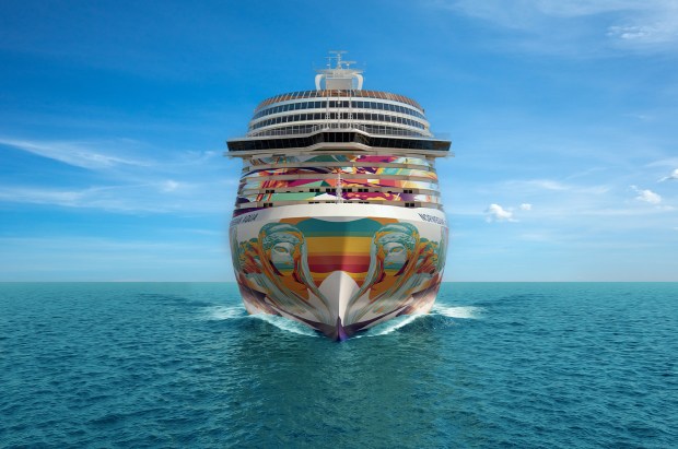 The new Norwegian Aqua will feature hull art by Allison Hueman when it debuts from Port Canaveral in April 2025. (Courtesy/Norwegian Cruise Line)