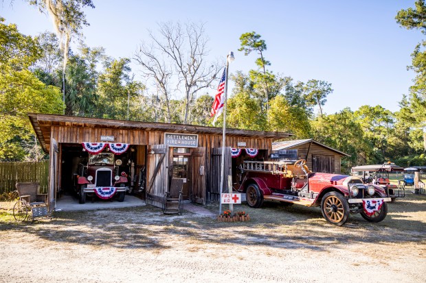 Antique fire engines are on display during the 47th annual Fall Country Jamboree at the Barberville Pioneer Settlement in Volusia County. (Patrick Connolly/Orlando Sentinel)