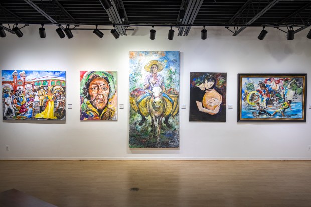 The work of Haitian-American artist Patrick Noze is on display in an exhibition at Crealdé School of Art in Winter Park on Sept. 21, 2023. (Patrick Connolly/Orlando Sentinel)