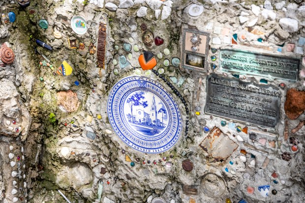 A memory wall with historical artifacts is outside of Hannibal Square Heritage Center in Winter Park on Sept. 21, 2023. (Patrick Connolly/Orlando Sentinel)