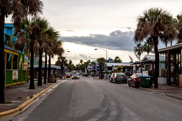 Downtown New Smyrna Beach has plenty of places to eat and shop to end a surprise road trip itinerary from Guess Where Trips on Friday, Aug. 18, 2023. (Patrick Connolly/Orlando Sentinel)