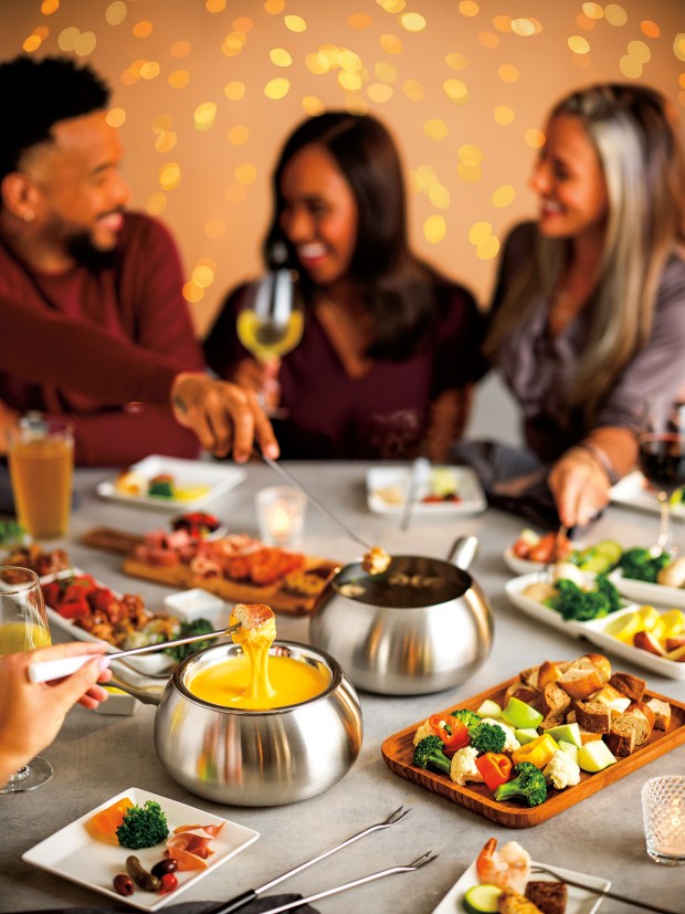 Fondue is fun for large parties, too, and if you're up to it, makes for interactive and enjoyable home entertaining. (The Melting Pot)