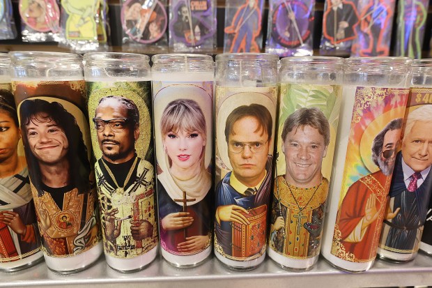 Candles are displayed for sale at Park Ave CDs shop in Orlando on Thursday, Nov 9, 2023. (Stephen M. Dowell/Orlando Sentinel)